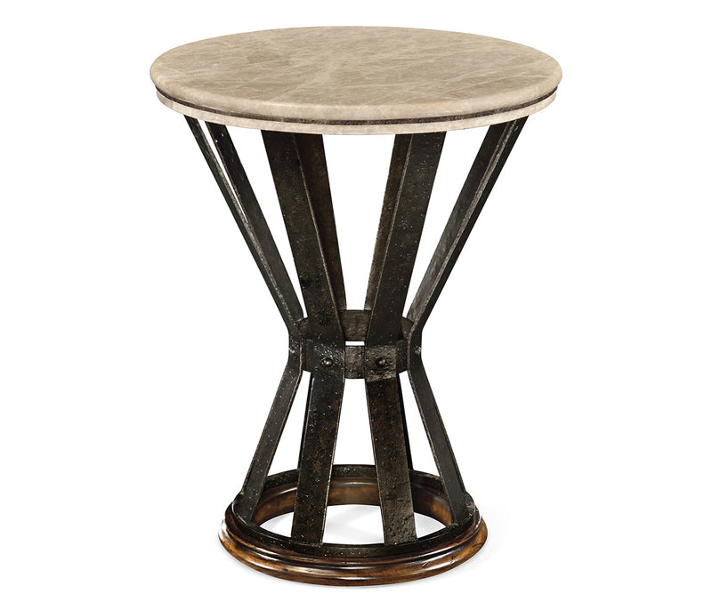 JC Edited - Artisan Collection - Wrought Iron Round Table with Dark Marble Top