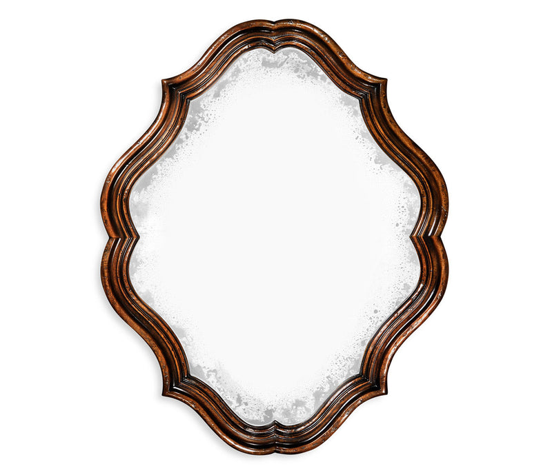 Moroccan Collection - Rustic walnut oval antique mirror