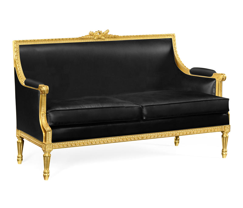 Versailles Collection - 2 seater sofa in black leather