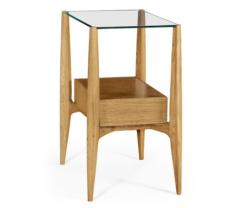 JC Edited - Architects House Collection - Rectangular Architects End Table with Drawer and Glass Top