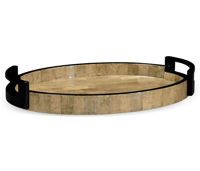 JC Modern - Indochine Collection - Large Elliptical Tray in Brown Brick Eggshell