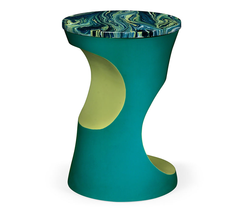 JC Modern - Eclectic Collection - Teal Round Cut-Out Lamp Table