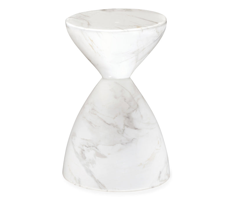 JC Outdoor - Biscayne Collection - Round Faux White & Grey Marble Wine Table