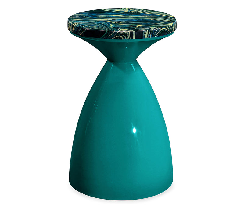 JC Modern - Eclectic Collection - Round Teal & Graffiti Wine Table