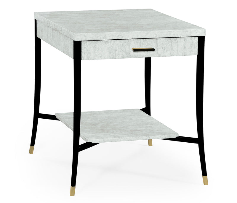 JC Modern - Indochine Collection - White Smoke Eggshell End Table with Drawer