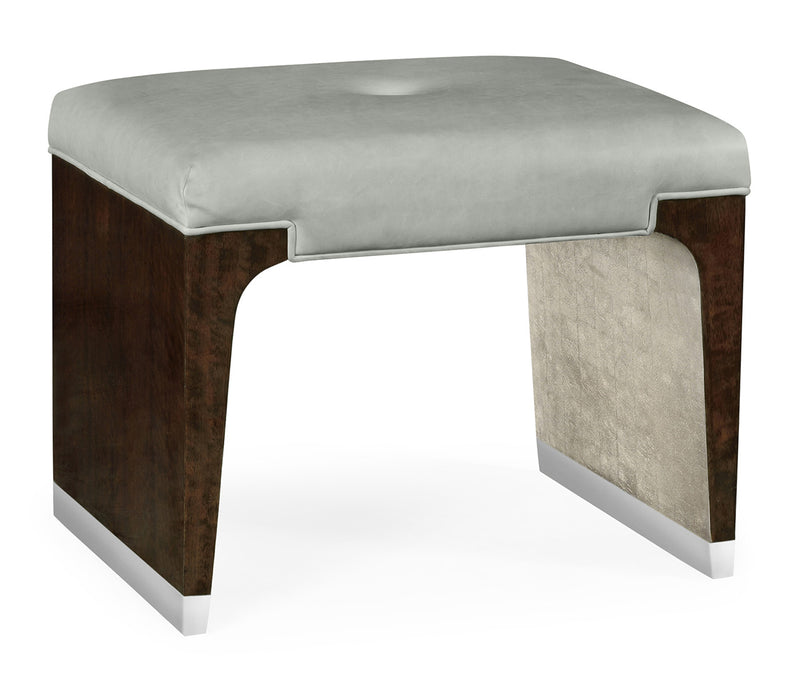 JC Modern - Belgravia Collection - Black Eucalyptus Dressing Stool, Upholstered in Grey Leather