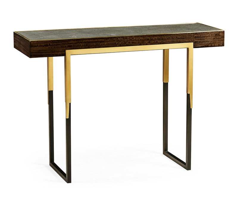 JC Modern - Langkawi Collection - Black Eucalyptus Rectangular Anthracite Shagreen Console Table