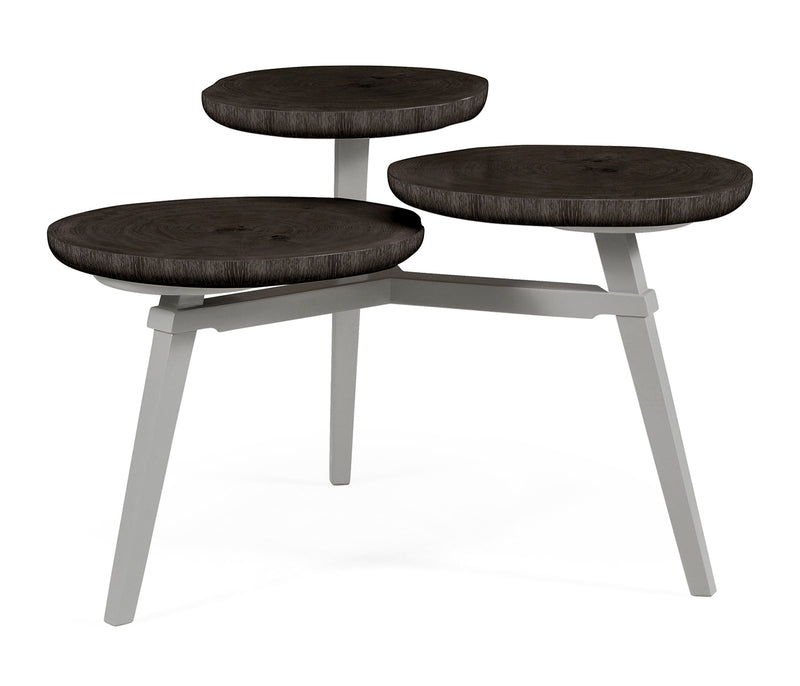 JC Edited - Architects House Collection - Architectural Three Multi-Layered Circular Black Mocha Oak Oyster Coffee Table