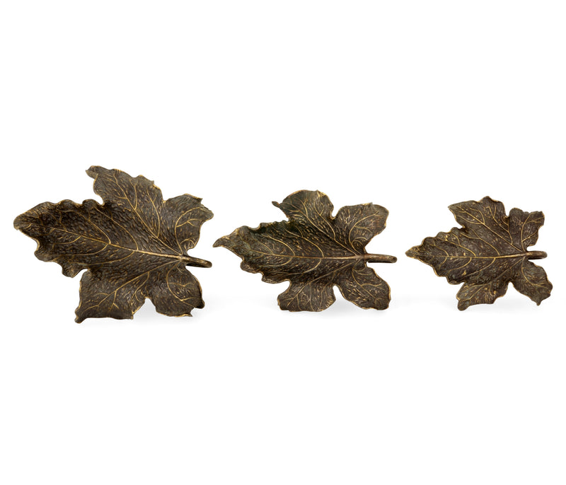 Curated Collection - Three Rustic Bronze Leaf Dishes