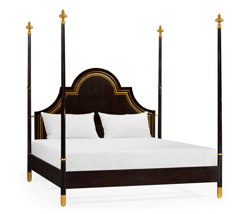 Kensington Collection - Four Poster Ebonised & Gilded UK King Bed