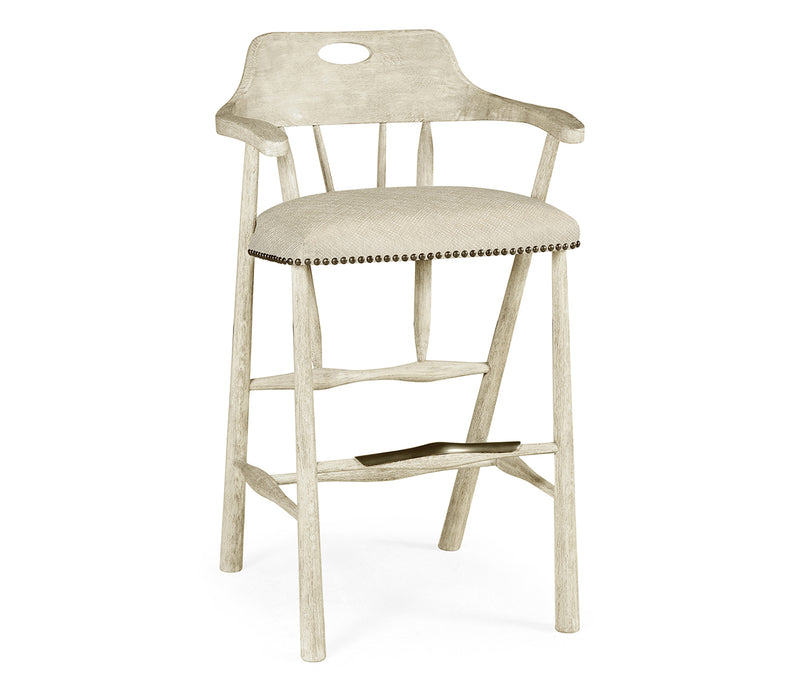 JC Edited - Casually Country Collection - Smokers Style Whitewash Driftwood Bar Stool