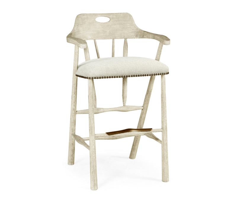 JC Edited - Casually Country Collection - Smokers Style Whitewash Driftwood Bar Stool