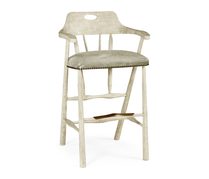 JC Edited - Casually Country Collection - Smokers Style Whitewash Driftwood Bar Stool