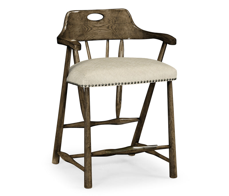 JC Edited - Casually Country Collection - Smokers Style Dark Driftwood Counter Stool