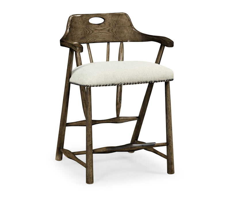 JC Edited - Casually Country Collection - Smokers Style Dark Driftwood Counter Stool