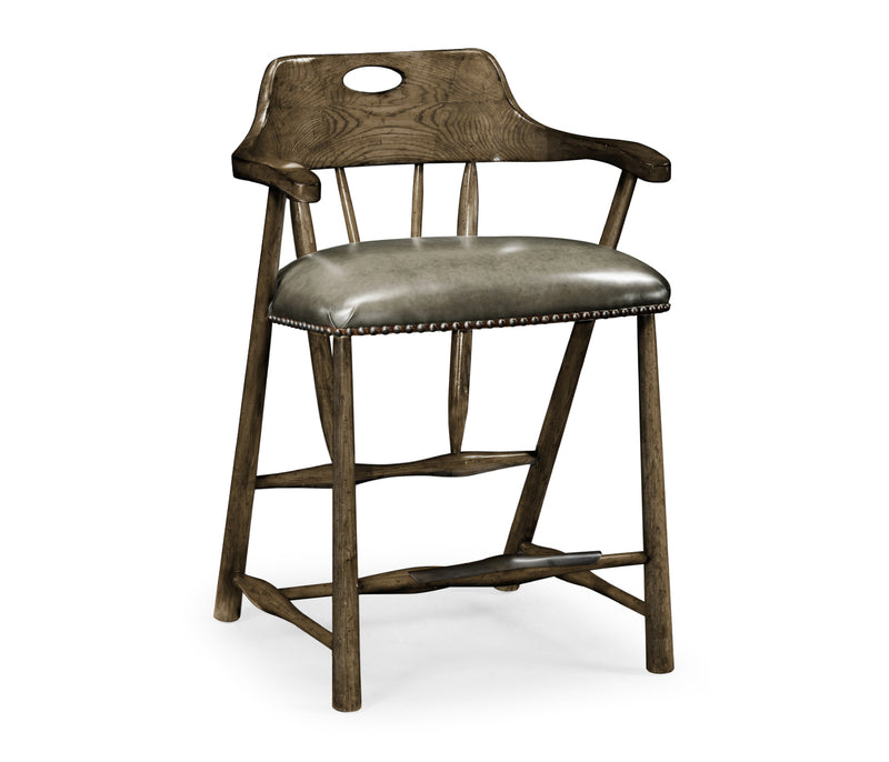 JC Edited - Casually Country Collection - Smokers Style Dark Driftwood Counter Stool