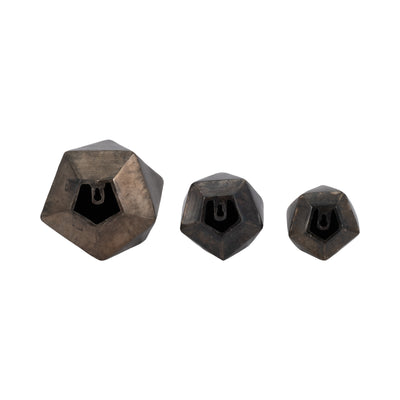 S/3 5/6/9" Akiko Geometric Wall Bubbles, Bronze