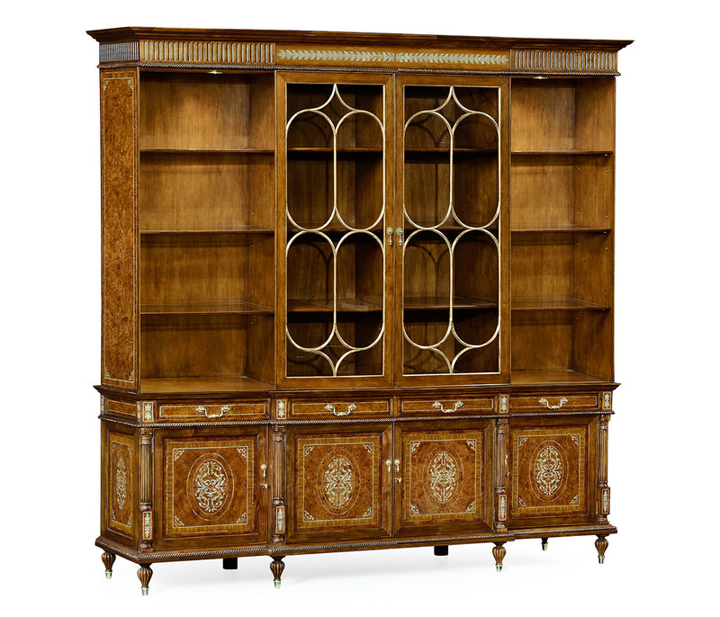 Duchess Collection - Large Burl & Mother of Pearl Glazed Bookcase