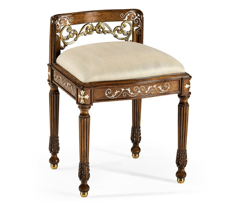 Duchess Collection - Burl & Mother of Pearl Dressing Stool