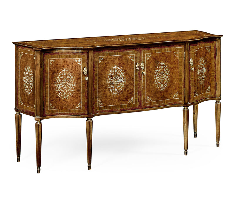 Duchess Collection - Burl and mother of pearl inlaid serpentine sideboard