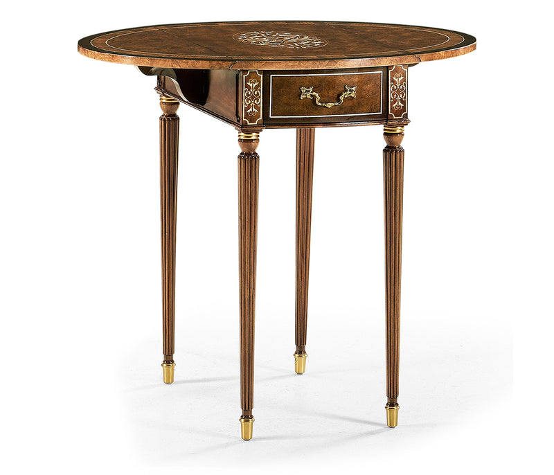 Duchess Collection - Burl & mother of pearl oval pembroke table