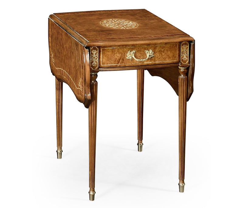 Duchess Collection - Burl & mother of pearl rectangle pembroke table