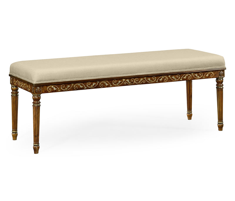 Duchess Collection - Burl & Mother of Pearl Upholstered Bench