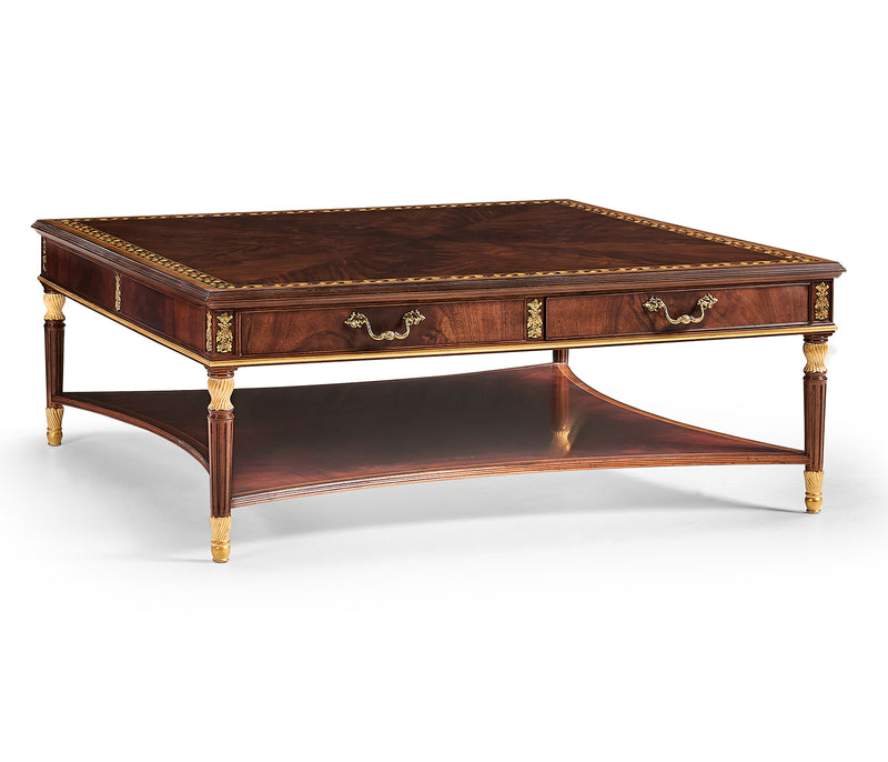 Chatsworth Collection - Mahogany William IV style gilded square coffee table