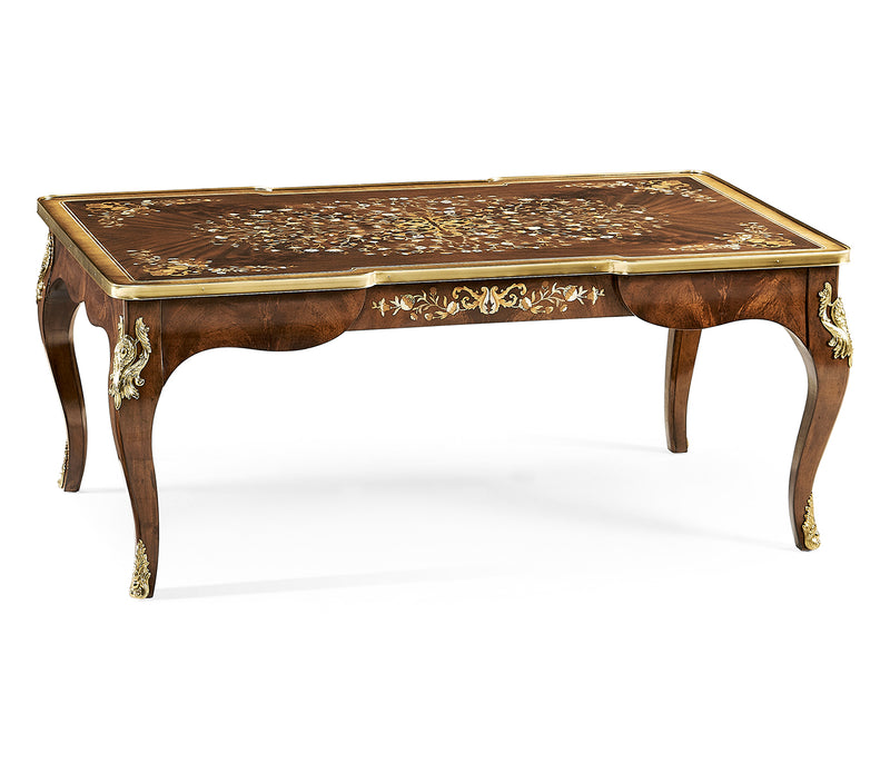 Regency Collection - Mahogany Rectangular Coffee Table with Brass Details