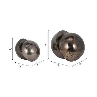 S/2 7/9" Calima Metal Orbs, Bronze