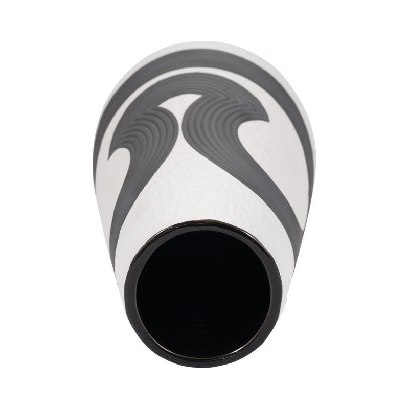 17" Noir Vase, Black/white