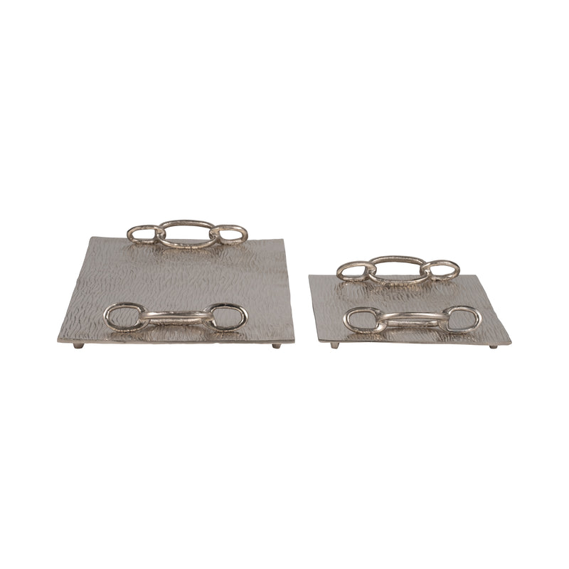 S/2 14/21" Rada Silver Link Trays