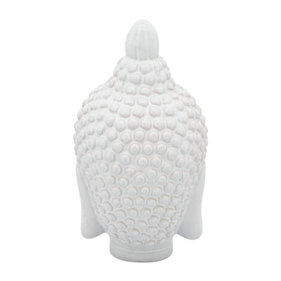 CERAMIC 10" BUDDHA HEAD, WHITE