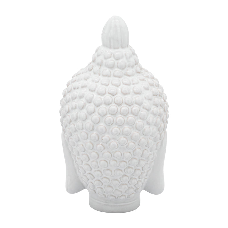 CERAMIC 10" BUDDHA HEAD, WHITE