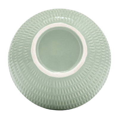 CER,7",STRIPE OVAL VASE,DARK SAGE