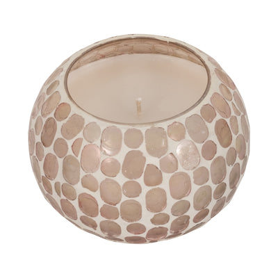 Glass, 5" 19 Oz Mosaic Scented Candle, Soft Pink