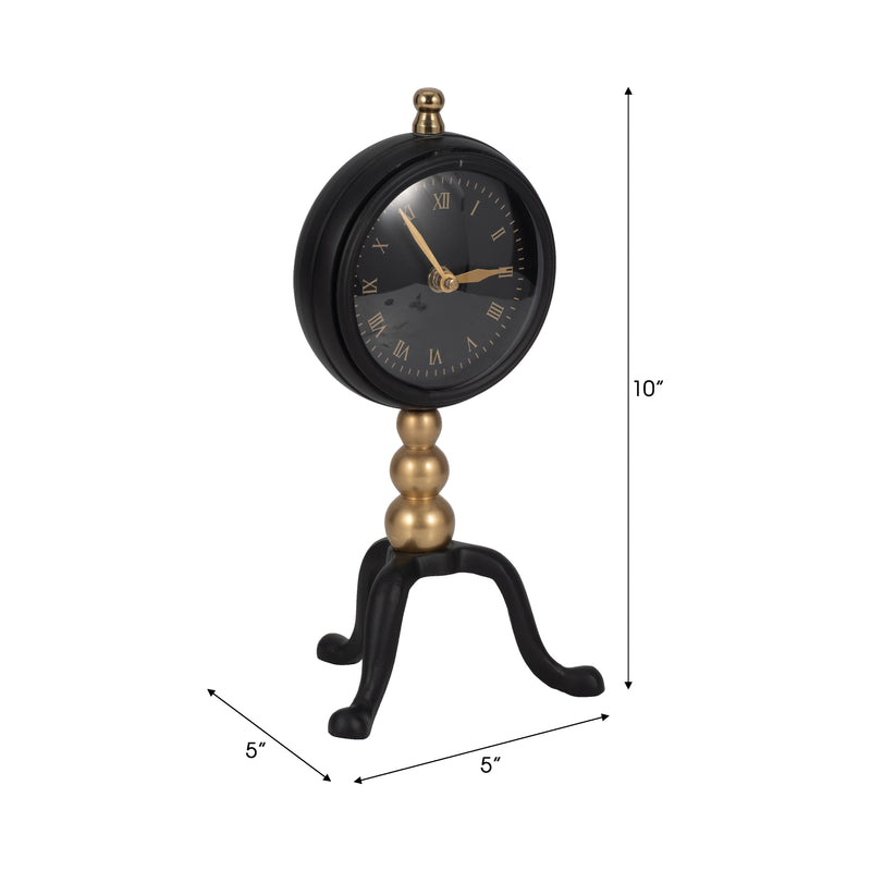 10" Addison Gold And Black Desk Clock