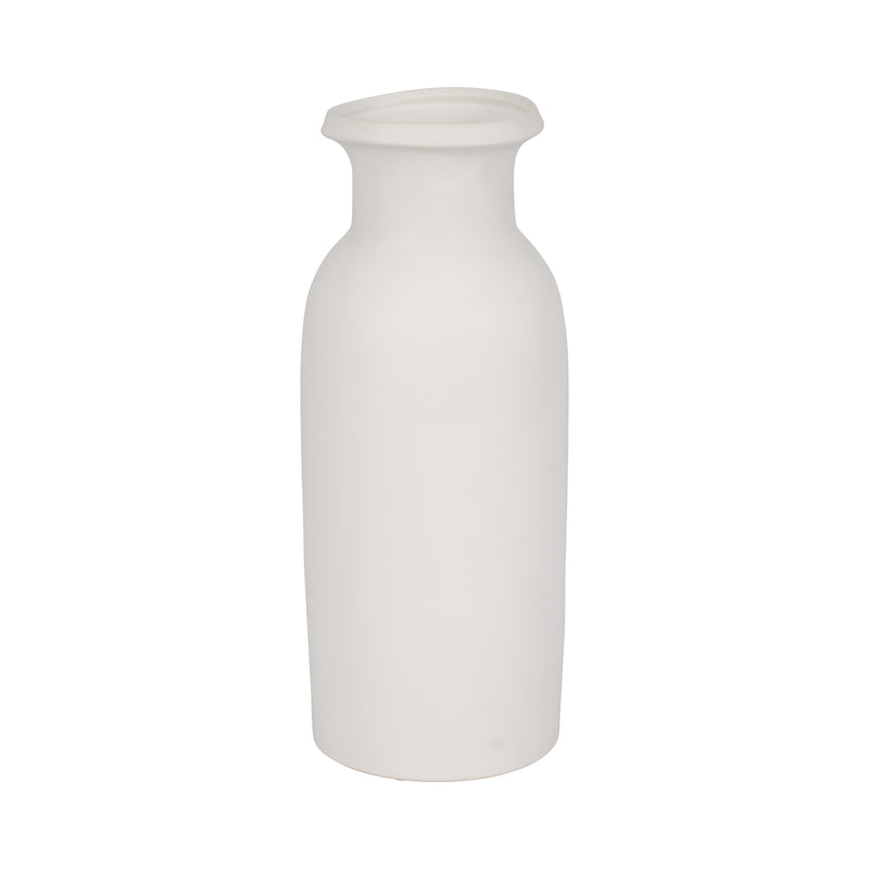 CER, 16"H TALL SLIM VASE, WHITE