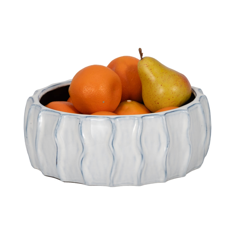 11" Sea Urchin Bowl, White/blue