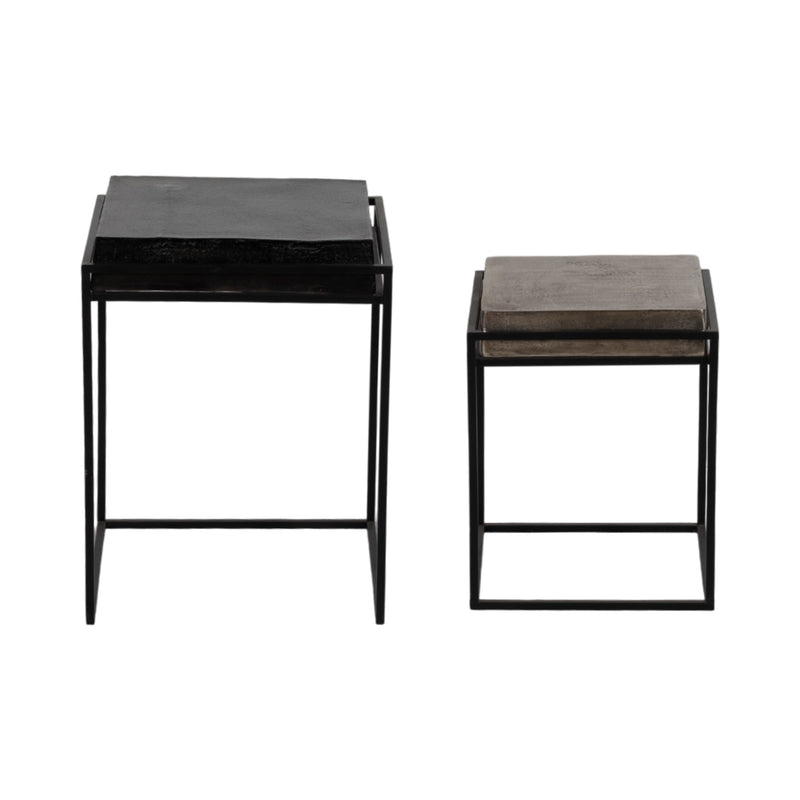 METAL, S/2 14X19"/18X23" NESTED SQUARE SIDE TABLES