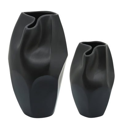 CER, 10"H ABSTRACT VASE, BLACK