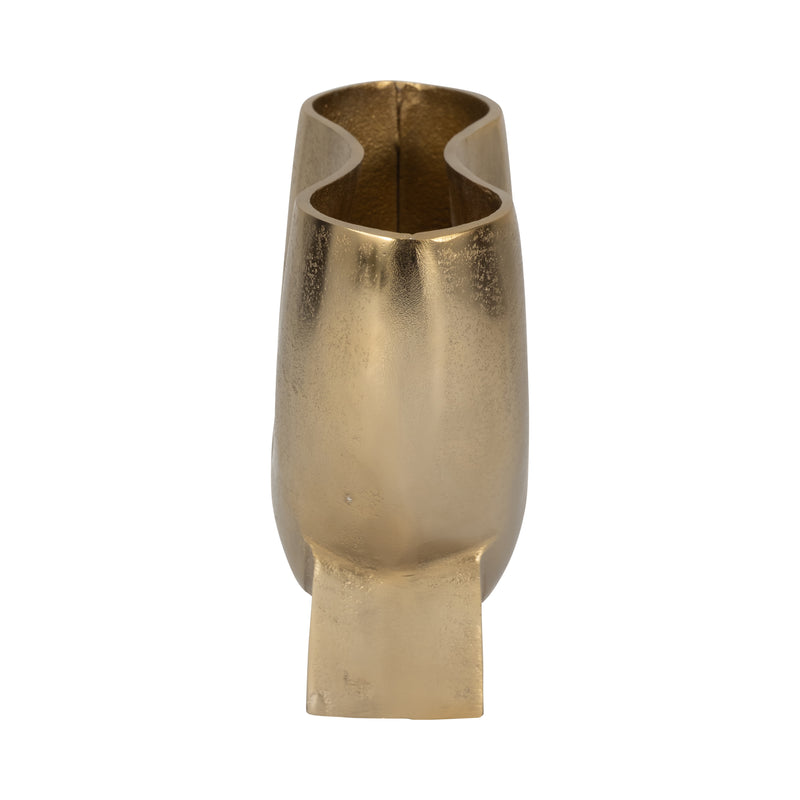 9" Abyss Arrow Shaped Metal Vase, Gold