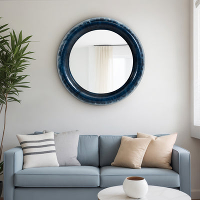 METAL 36" ROUND MIRROR, BLUE