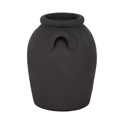 6" Rough Finish Jug With Handles, Black