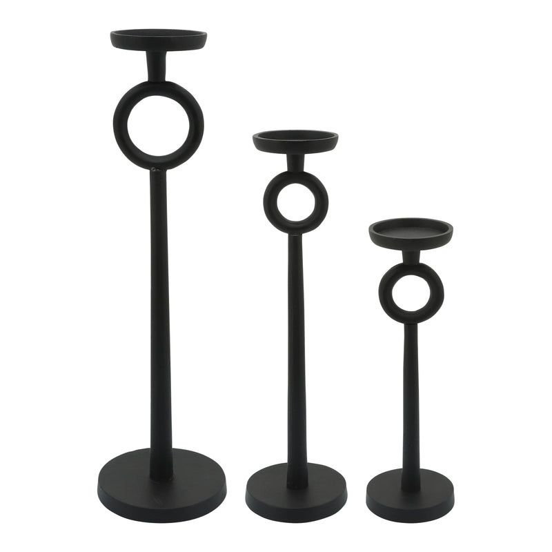 21"H METAL CANDLE HOLDER, BLACK