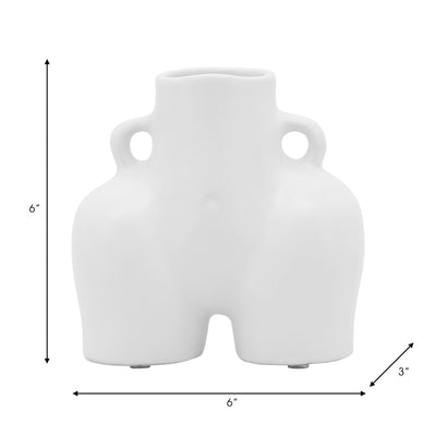 CER, 6" HALF BODY VASE, WHITE