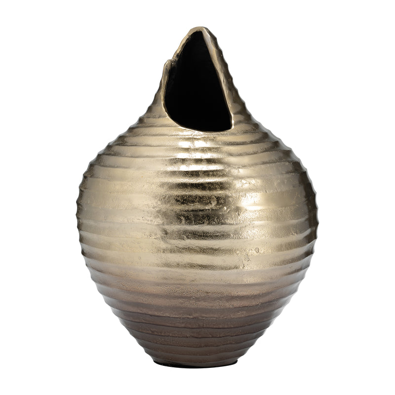 METAL,16",SHELL LIKE VASE,GOLD