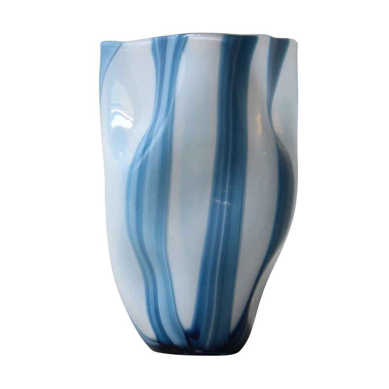 11" Beldan Medium Blue Glass Vase