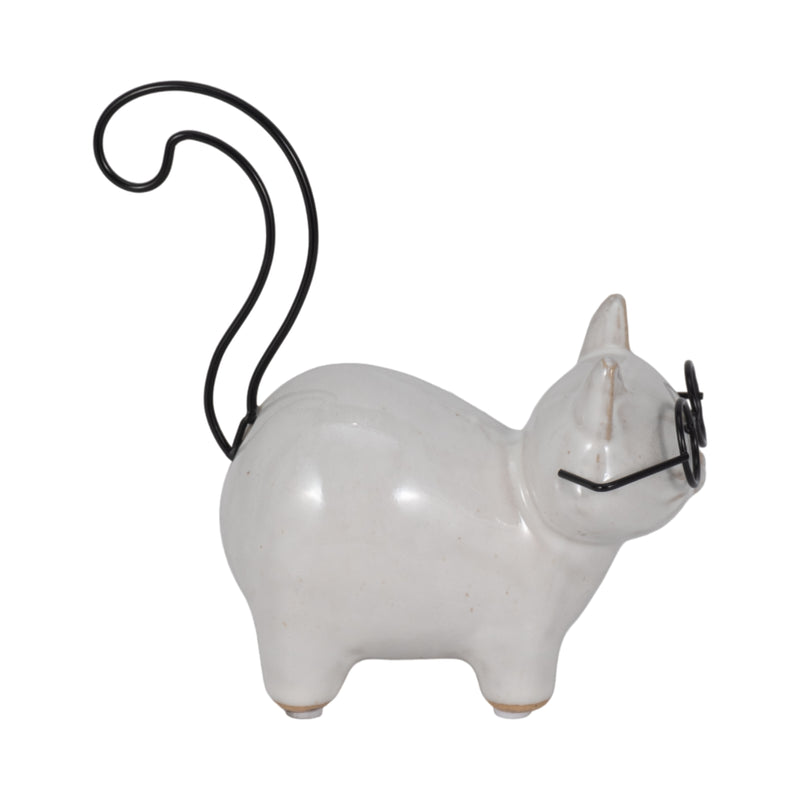 CER, 6" STANDING KITTY, WHITE/BLACK