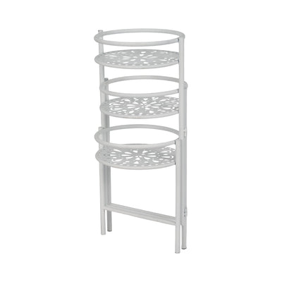 Metal, 22" Folding 3-tier Plant Stand, White